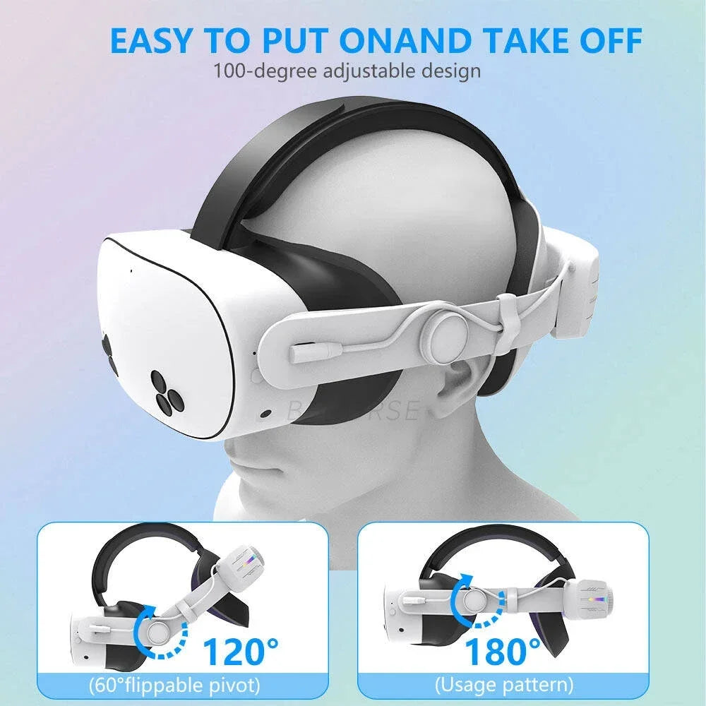 RGB Head Strap 12000mAh Battery Head Strap Compatible for Meta Quest 3/3s, Head Strap Battery VR Accessory for Meta Quest 3