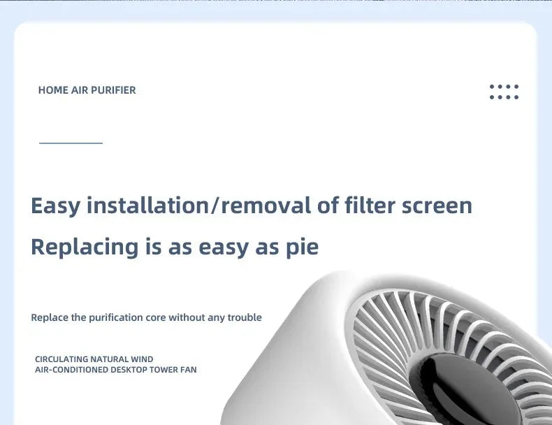 Mini Desktop Air Purifier Portable Air Cleaner HEPA Filter Freshener Odor Remover Compact Air Quality Improvement Devic