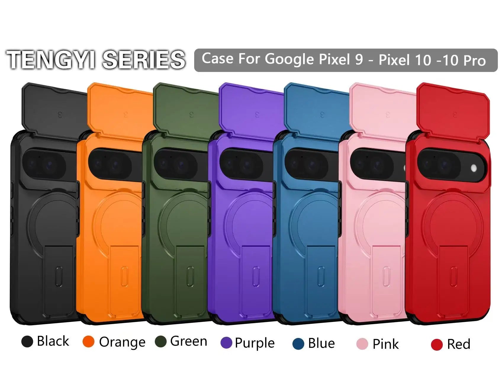 Armor Shockproof Magnetic Case For Google Pixel 10 9 Pro XL 9A Lens Protection Stand Bracket Wireless Charging For Magsafe Cover