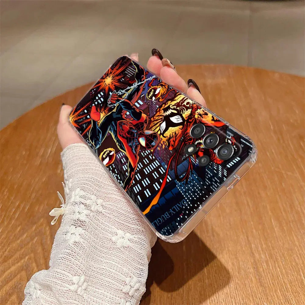 Spider Man Case For Samsung Galaxy A57 A37 A17 A07 A56 A36 A26 A16 A06 A55 A35 A25 A15 A54 A34 A73 Spiderman Clear Phone Cover