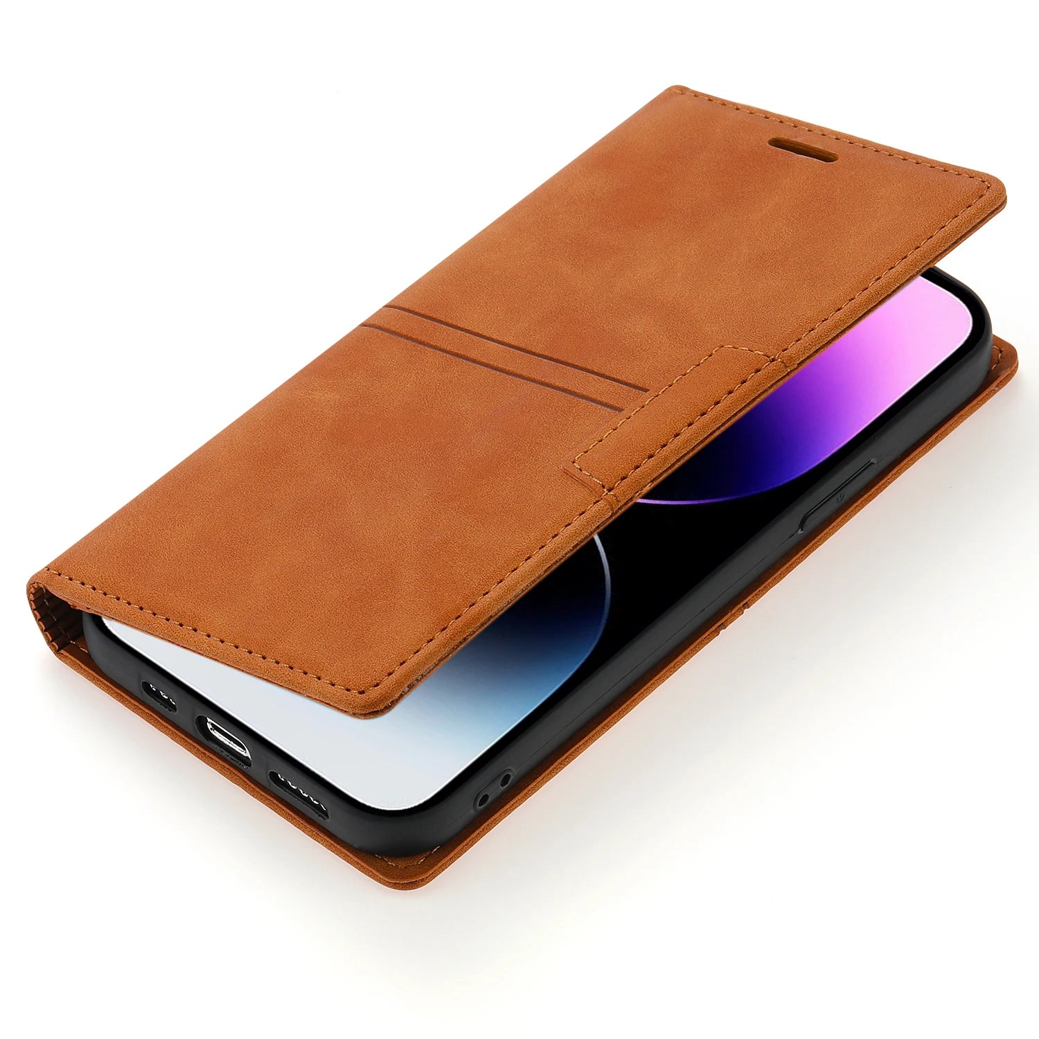 Leather Flip Wallet Case for for iPhone 17 16 15 14 Pro Max 13 11 12 XS Max XR 16E 8 7 Plus SE Magnetic Cards Holder Phone Cover