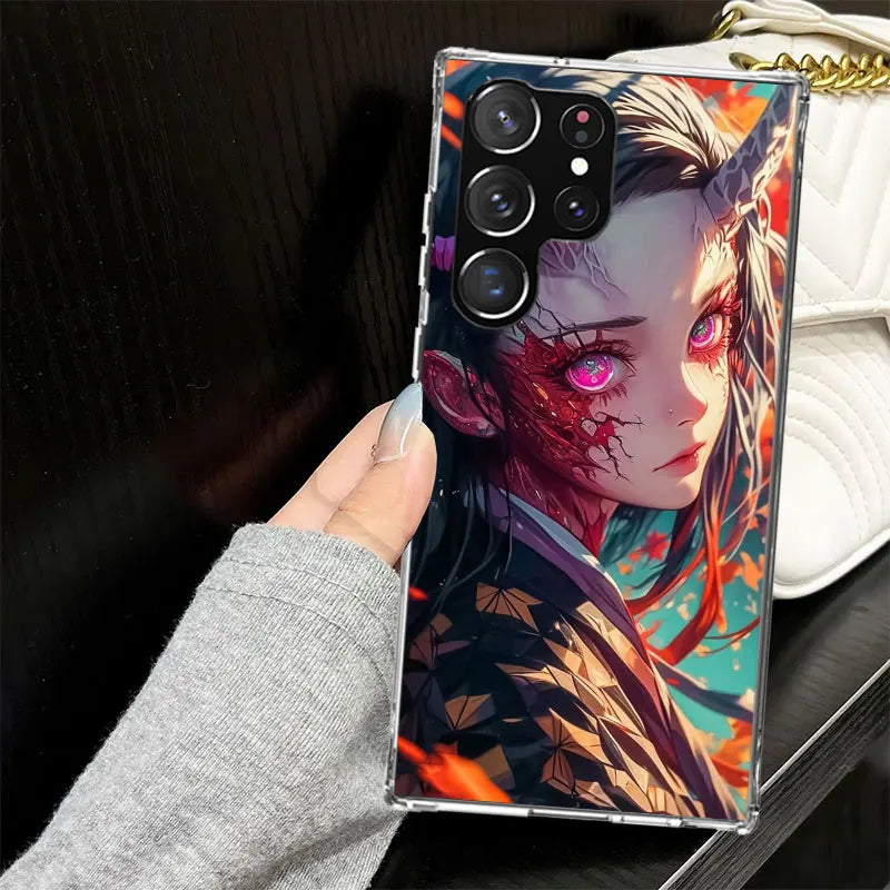 Kamado Nezuko Demon Slayers Case for Samsung Galaxy S25 S24 S23 S22 Ultra Soft Phone Cover S25 Edge S21 Plus S20 FE S10 + Black