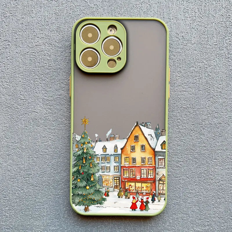 Ins Cartoon Christmas Style Phone Case For iPhone 17 16 Pro Max 15 14 13 12 11 Pro Max XR XS X 16 Plus Streetscape Phone Covers