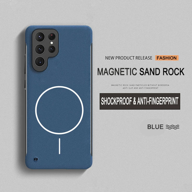 Magnetic PC Matte Frosted Frameless Phone Cases For Magsafe Samsung S25 S24 S23 S22 S21 S20 FE Note 20 10 Plus Ultra Cover