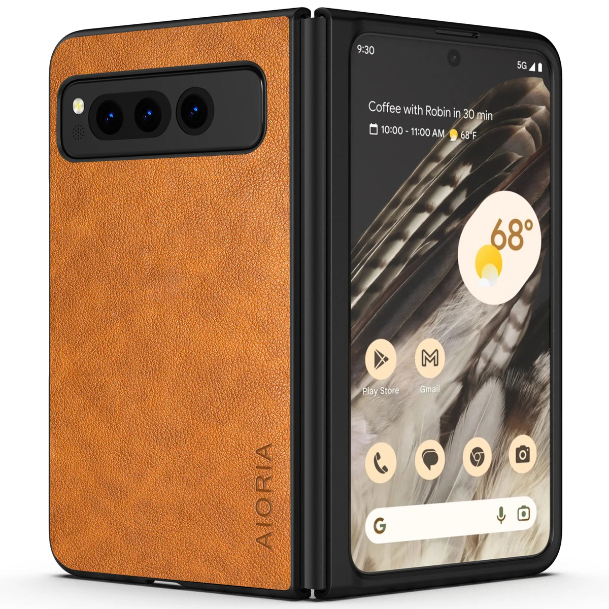 PU Leather Case for Google Pixel Fold 5G Simply Business Style Hard PC with PU 2in1 Material