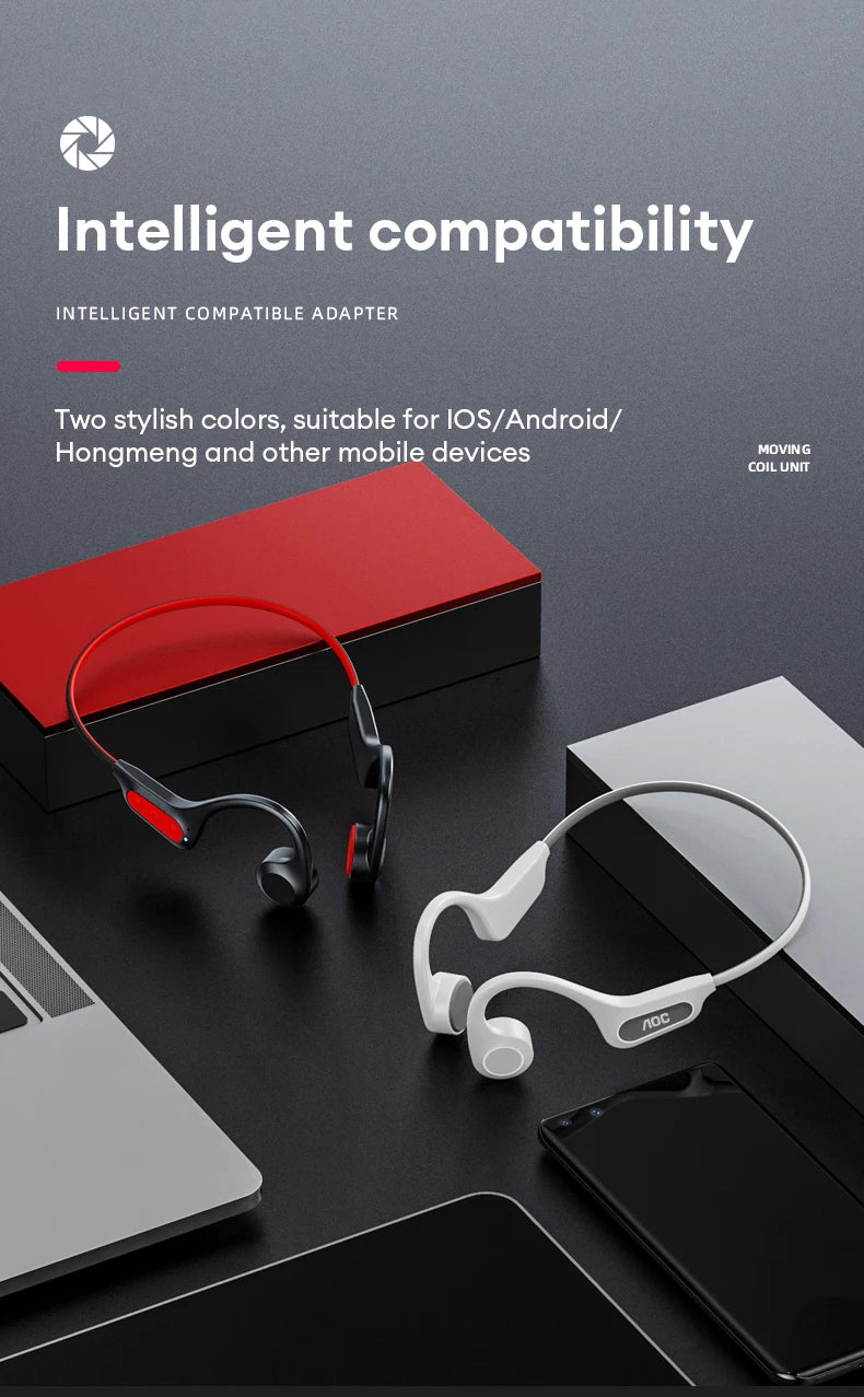 AOC ACN4521 Bone Conduction Wireless Headphone Ear Hook Cycling Sports OWS Earphones Waterproof Low Latency Bluetooth Headset