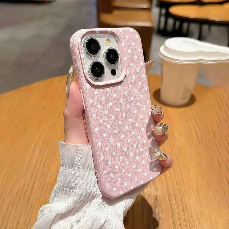 White Polka Dot Pattern Phone Case for Samsung S26 S25 S24 S23 S22 S21 S20 Note20 Ultra Plus A73 A55 5G Silicone Cover