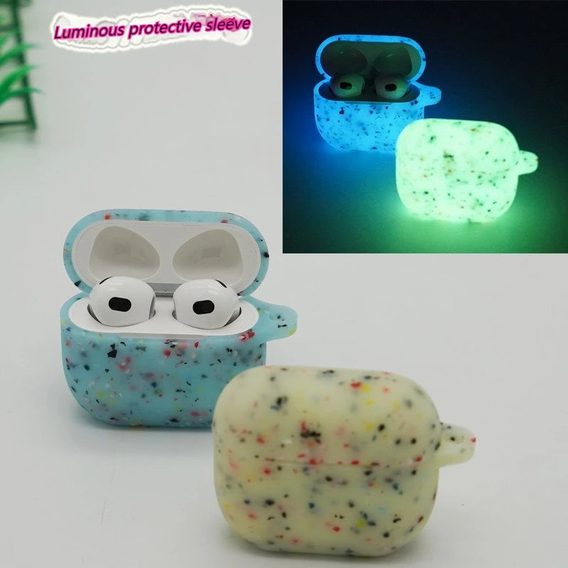 Luminous Silicone Soft Headphone Case with Keychain Compatible with AirPods 3/2/1 pro 2 AirPods Pro2 Third-party Protective Cove