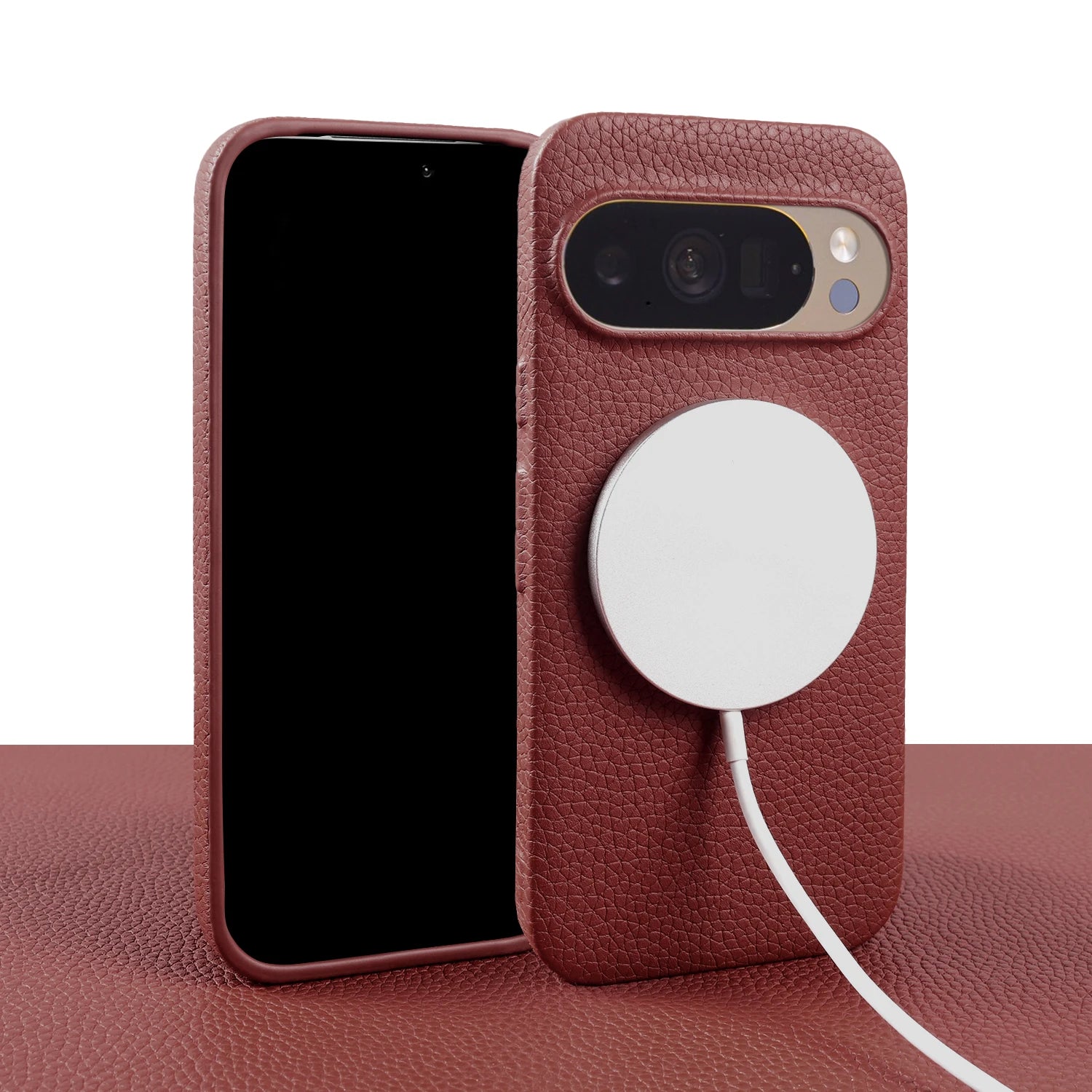 For Magsafe Magnetic Lychee Genuine Leather Case For Google Pixel 10 Pro XL Pixel10 9A 8A 7A Pixel 7 8 9 Pro XL Phone Back Cover