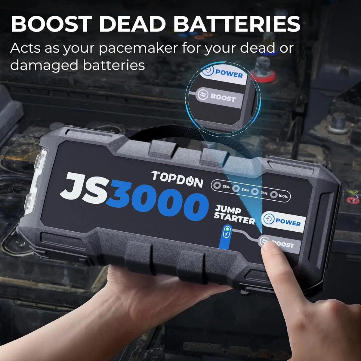 Topdon JS3000 3000A Car Jump Starter Power Bank 12V Car Starting Device 24000Mah Battery Jump Start for Car Booster