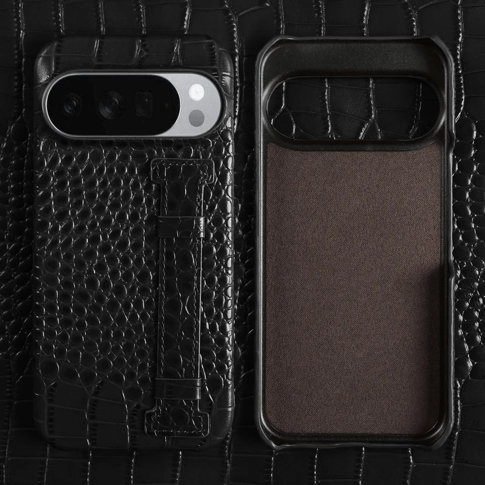 With Wrist Strap Crocodile Genuine Leather Case For Google Pixel 10 Pro 10A 9A 9Pro XL 8A 8 7A 7 6A 6 Pro 5A 5 Back Cover Cases