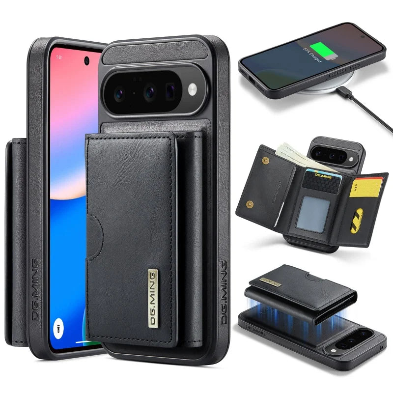 Dg.ming Magnetic Leather Wallet Phone Case For Google Pixel 10 Pro Xl Pro 9 8 2 In 1 Detachable Flip Card Funda Cover Coque Etui