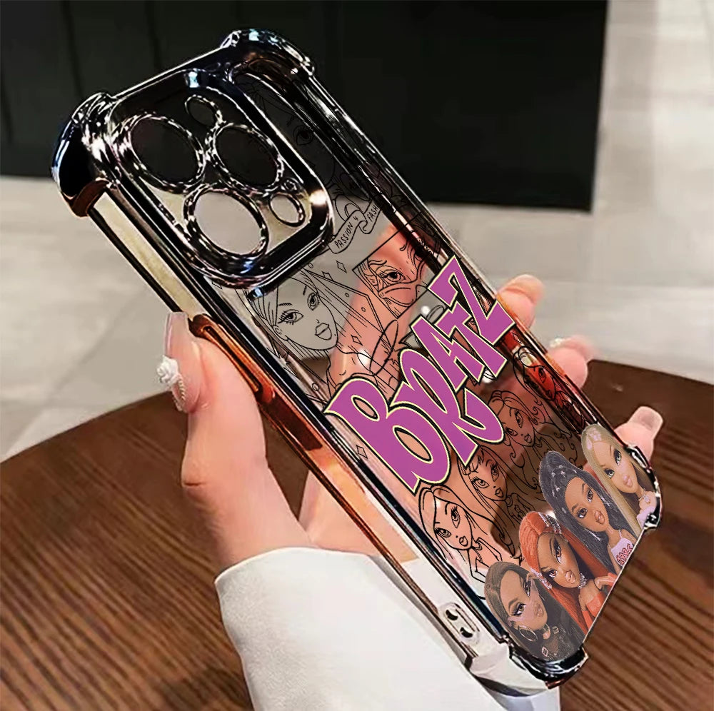 B-Bratz-S Leopard Plating Phone Case For Samsung S26 S25 S24 S23 S22 S21 S20 FE Note20 Edge Plus Ultra 4G 5G Anti Fall Airbag