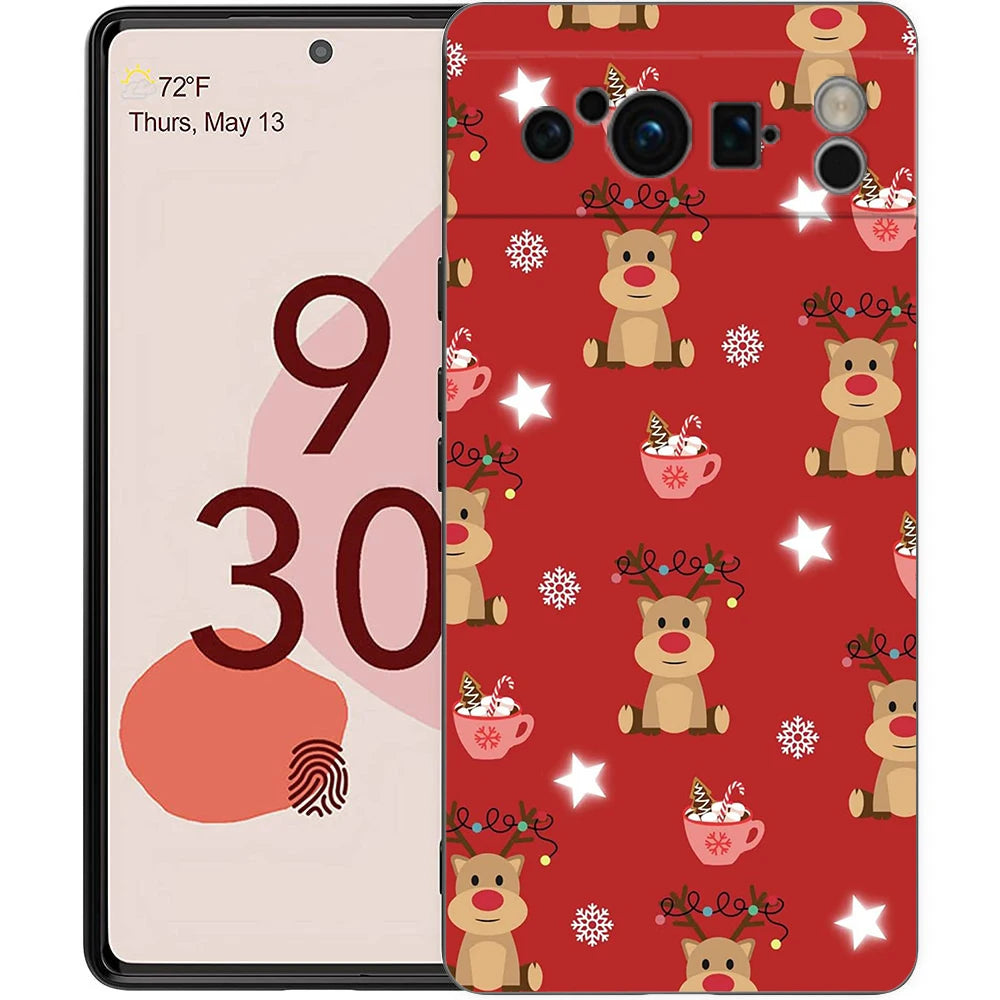 For Google Pixel 10 Pro Phone Case Pixel 9 Pro XL TPU Case Pixel 8 Pro 9A 8A 7A 7 6A 6 Pro Soft Cover Cartoon Christmas