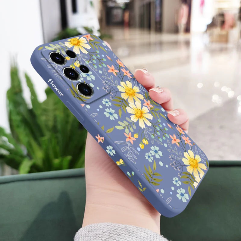 Kiss Flowers Phone Case For Samsung Galaxy S25 S24 S23 S22 S21 S20 S10 S10E S9 Ultra Plus FE Note 20 Ultra 10 9 Plus Cover