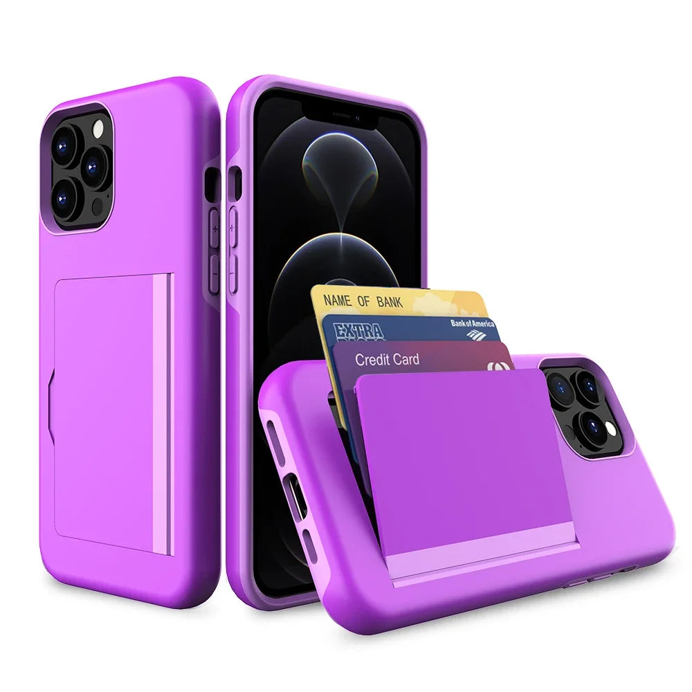 Credit Card Protective Wallets Case For iPhone 16 Pro 15 14 13 12 11 Pro Max for iPhone 16 Pro Max xr xs 7 8 Plus se 2020 Cover