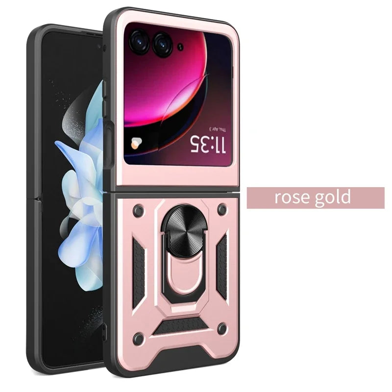 Armor Shockproof Case For Motorola Razr 60 50 40 Ultra Moto Razr+ Plus 2025 2024 2023 Cover With Ring Stand Holder Coque Fundas