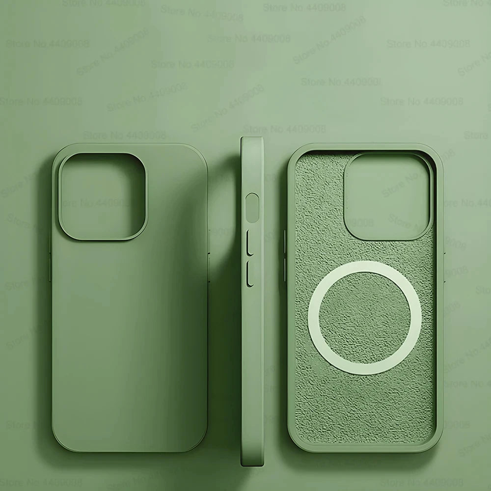 For Magsafe Liquid Silicone Case For iPhone 15 14 13 12 11 Pro Max Plus Wireless Charging Soft Back Cover Shockproof Accessories