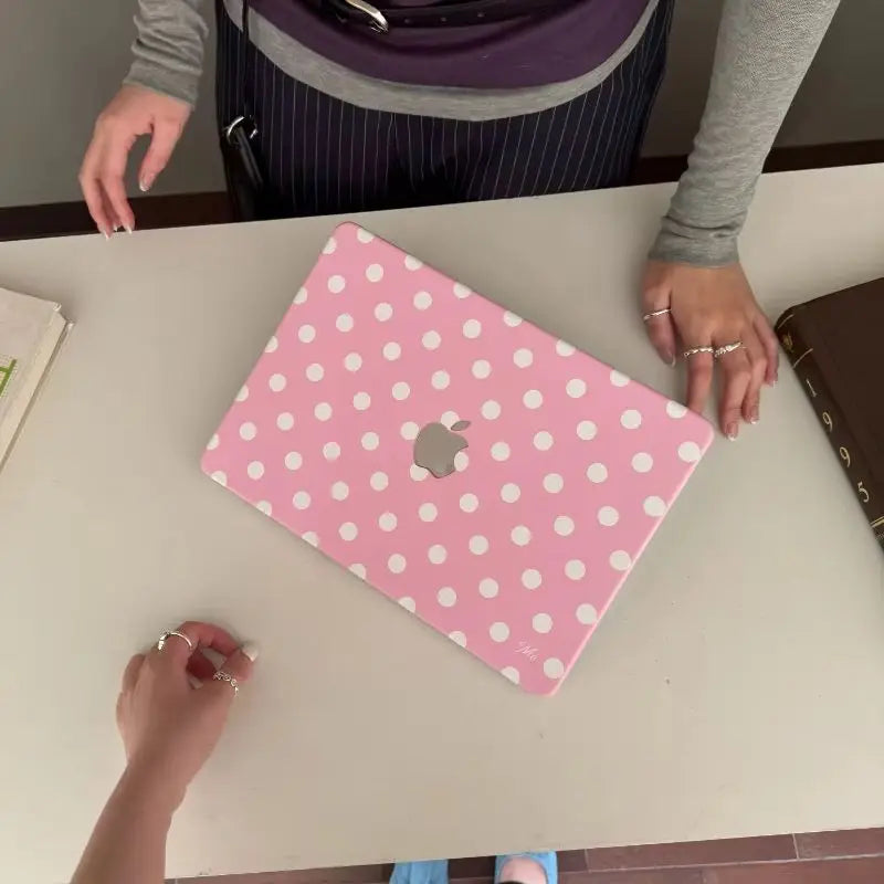 Cute White Polka Dot Pink Laptop Case For Macbook Neo 13 A3404 2026New Air Pro 13 14 15 16 M1 M2 M3 M4 M5 Chip For MacBook Cover