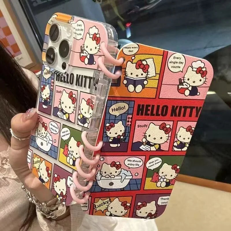 Sanrio 3D Cartoon Flip Notebook Kitty Kuromi Phone Holder Case for Samsung Galaxy S26 S25 S24 S23 S22 Ultra S21 S20 FE Cover