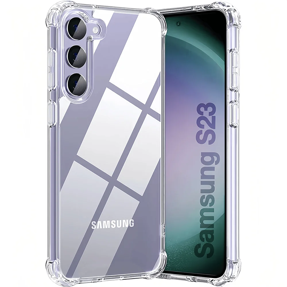 Shockproof Silicone Soft Phone Case For Samsung Galaxy S25 S24 S23 S22 Ultra S21 Plus S20 FE S25 Edge S10 S9 S8 Plus Clear Case