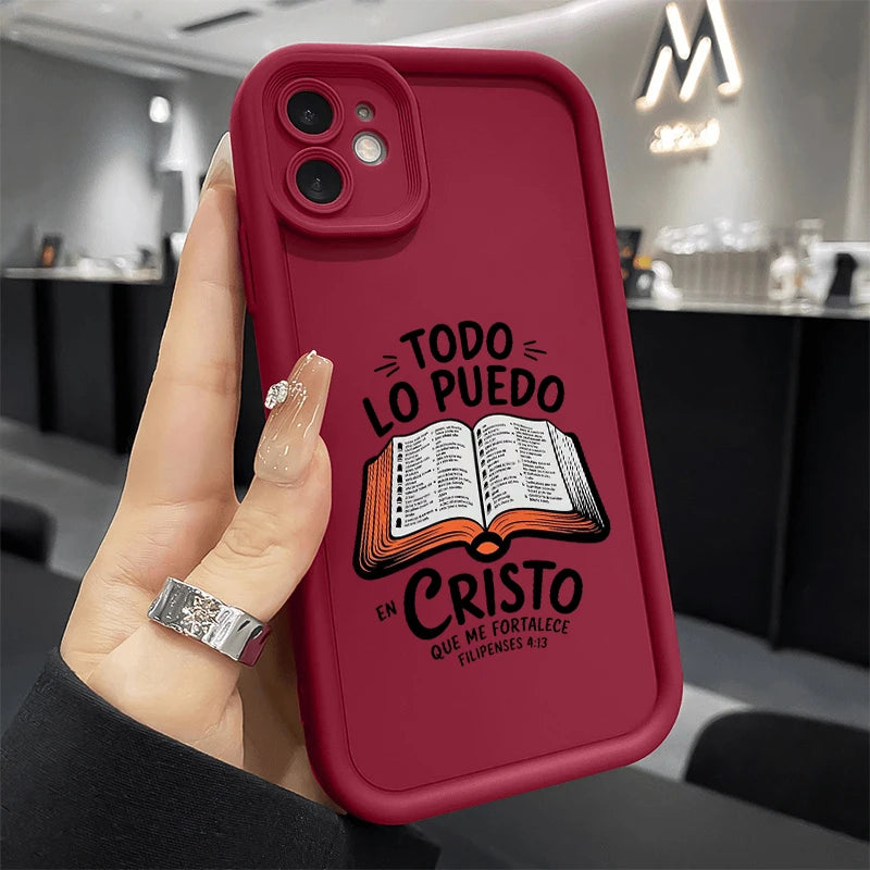 Christian Bible Book Pattern Silicone Phone Case For Samsung Galaxy S25 Ultra S24 FE S23 Plus S22 S21 S20 A15 A55 A54 A35 Cover