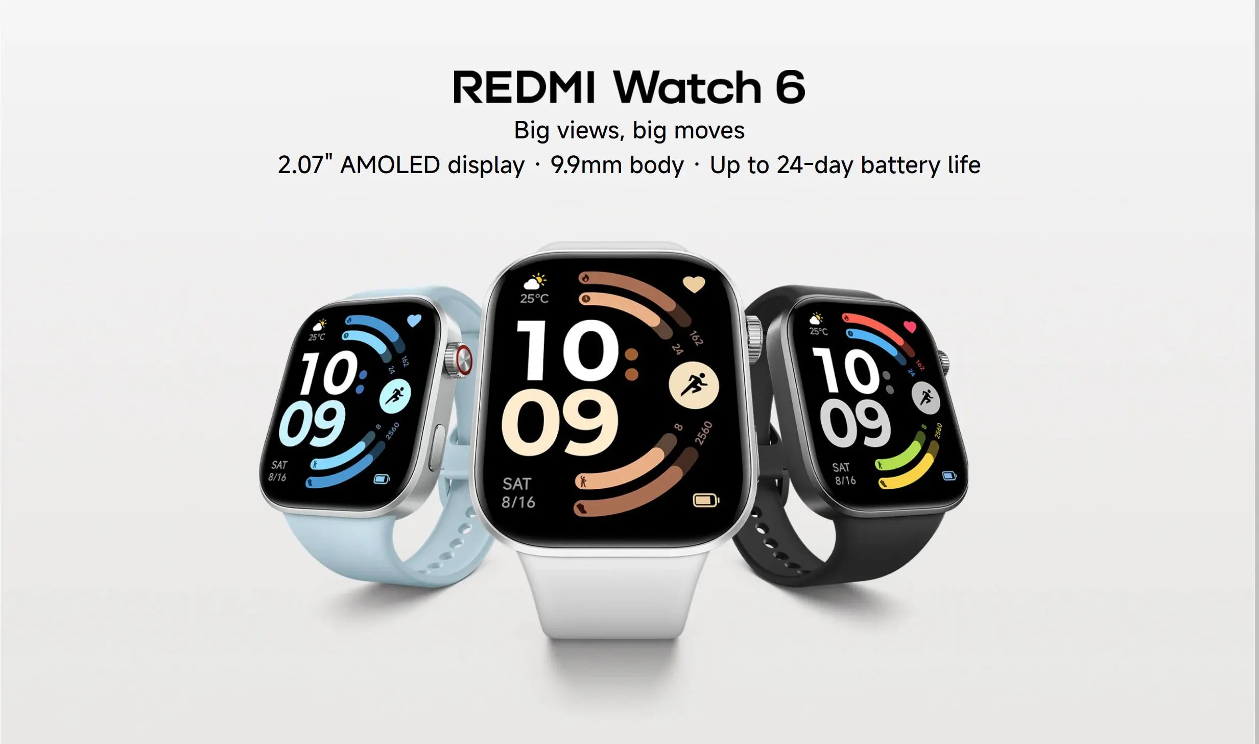 Global Version Redmi Watch 6 2.07" AMOLED Screen 550mAh Battery 150+ Sports Modes 5ATM Water Resistance Xiaomi HyperOS 3