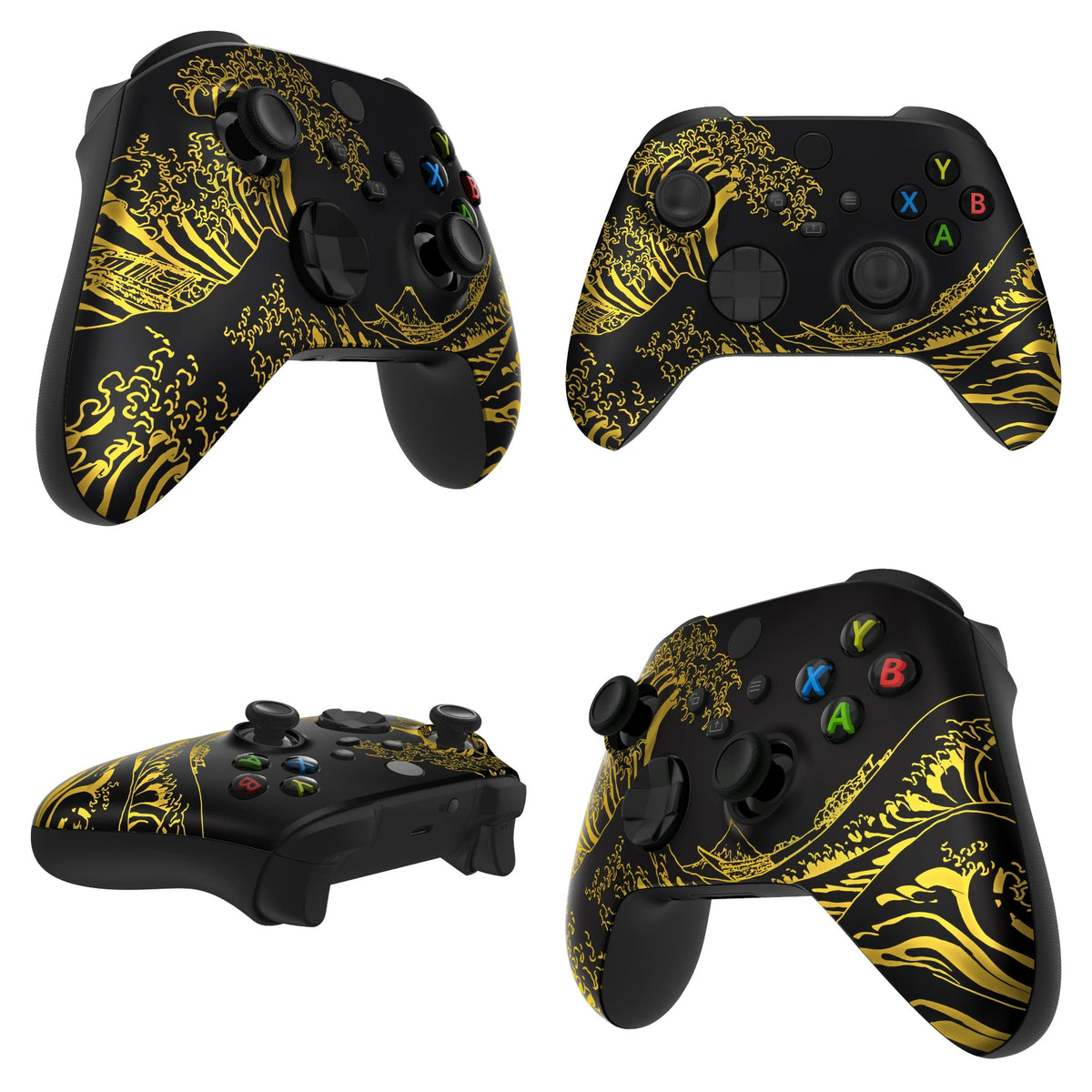 eXtremeRate Soft Touch Pattern Part Faceplate Case for Xbox Series X/S (Xbox Core) Controller - The Great Wave Series