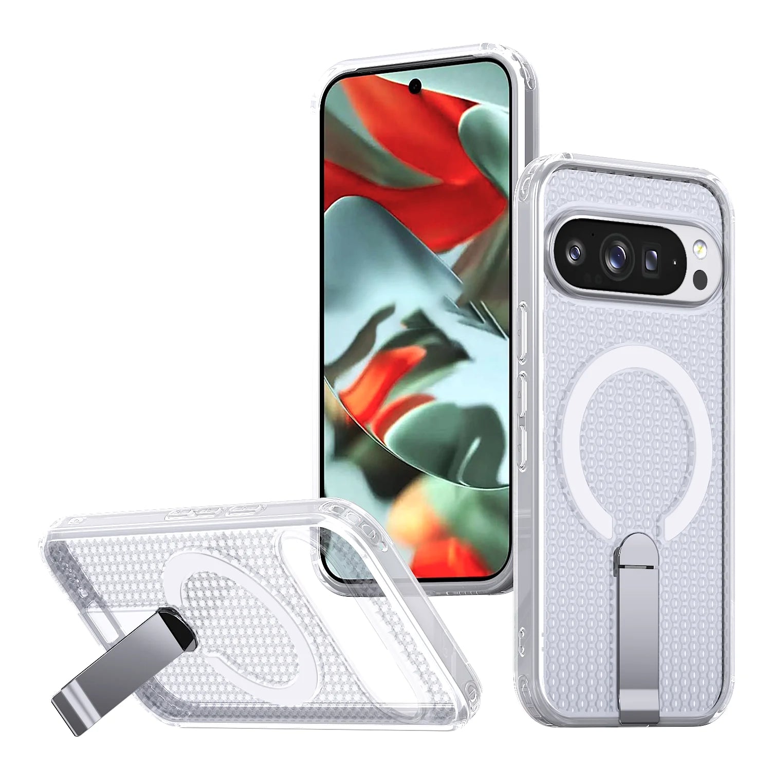 For Google Pixel 9a Case Pixel 10A 10 Pro 9 Pro XL Phone Case Luxury Magnetic Bracket Heat Dissipation Rugged Tough Cover Fundas