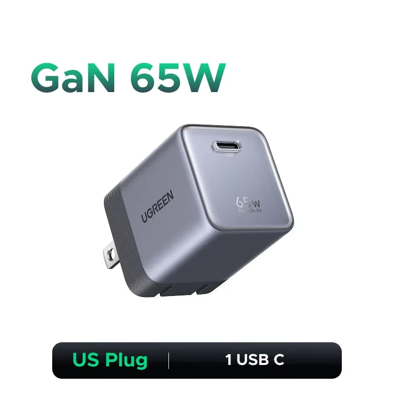 【Ultra Mini-US Plug】UGREEN Nexode Air 100W 65W 45W GaN Charger PD3.0 QC4.0 PPS For Macbook Laptop iPhone 17 16 Samsung S26 iPad