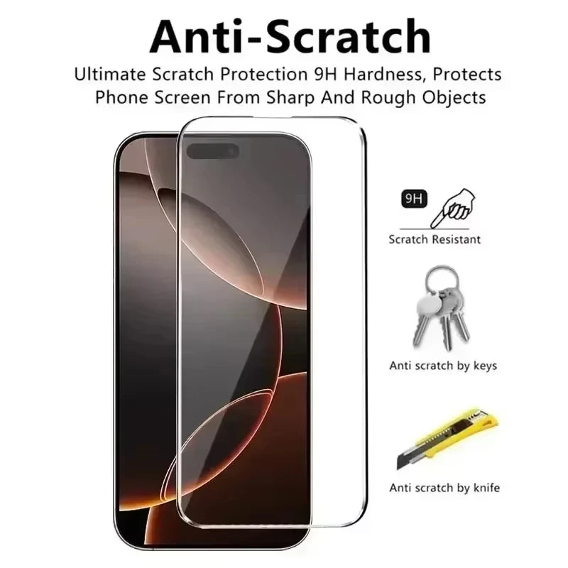6Pcs Tempered Glass For iPhone 17 Air 18 16 15 14 13 12 11 Pro Max Mini Screen Protectors For iPhone 16e 13 Mini XS XR 7 8 Plus