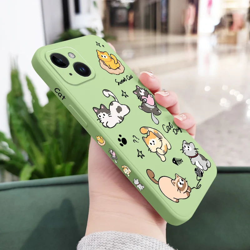 Cat String Ball Phone Case For iPhone 17 17 Air 16 16e 15 14 13 12 11 X XR XS Plus Pro Max Mini Silicone Cover