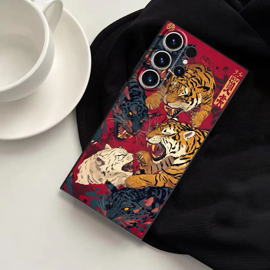 Case for Samsung Galaxy S26 Ultra S20 Ultra S10 S9 S21 FE S23 S25 Plus Note 20 8 9 10 S24 Funda Phone Cover Fantasy Tiger