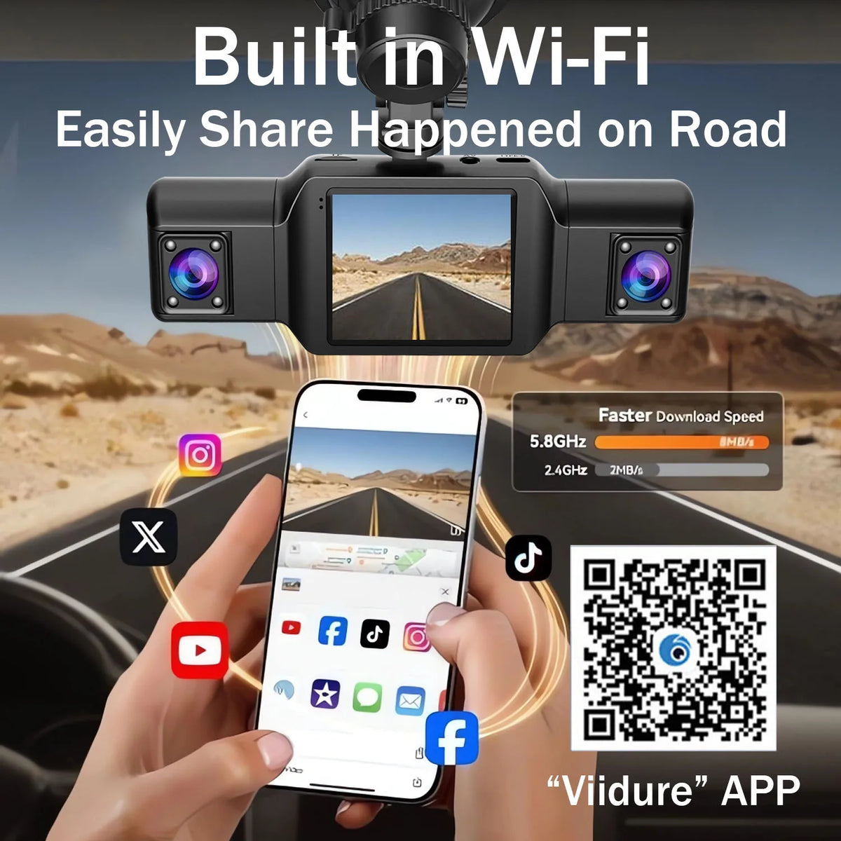 4Ch WiFi Dashcam car camera Black Box Driving DVR FHD 1080P Front Left Right Rear Night Vision Loop Recording Black Box