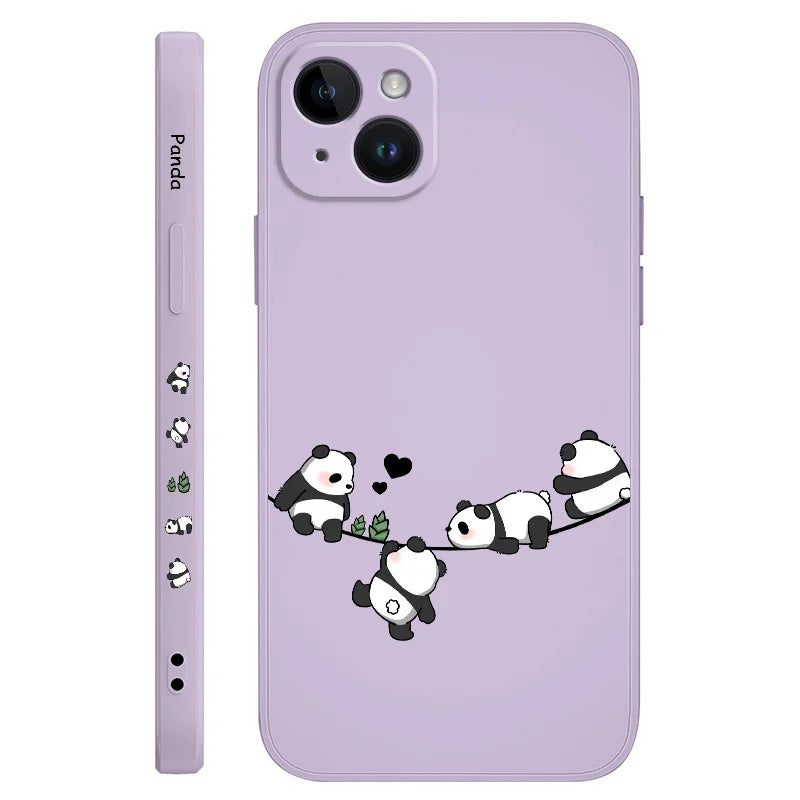 Baby Panda Phone Case For iPhone 17 17 Air 16 15 14 13 12 11 X XR XS Plus Pro Max Mini Silicone Cover
