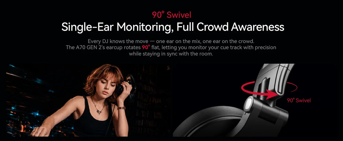 Oneodio A70 Gen 2 Wireless Bluetooth 6.0 Headphones With Hi-Res LDAC Audio 72Hrs Over Ear Studio Wired DJ Headset APP Support