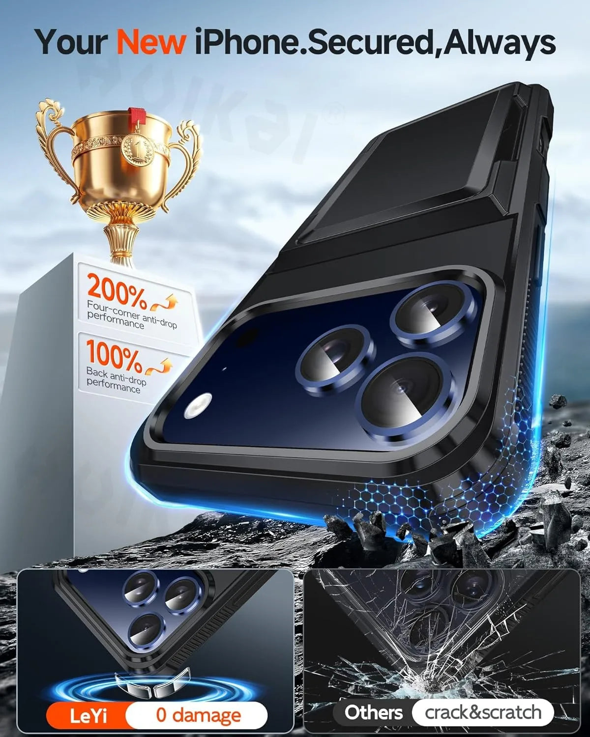 Wallet Case For iPhone 17 Pro Max 16 Pro Max 15 14 13 12 Protective Credit ID Card Holder Heavy Duty Protection Shockproof Cover