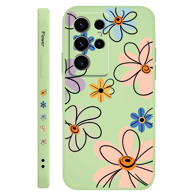 Hoop Flower Phone Case For Samsung Galaxy S25 S24 S23 S22 S21 S20 S10 S10E Ultra Plus FE Note 20 Ultra Plus Cover