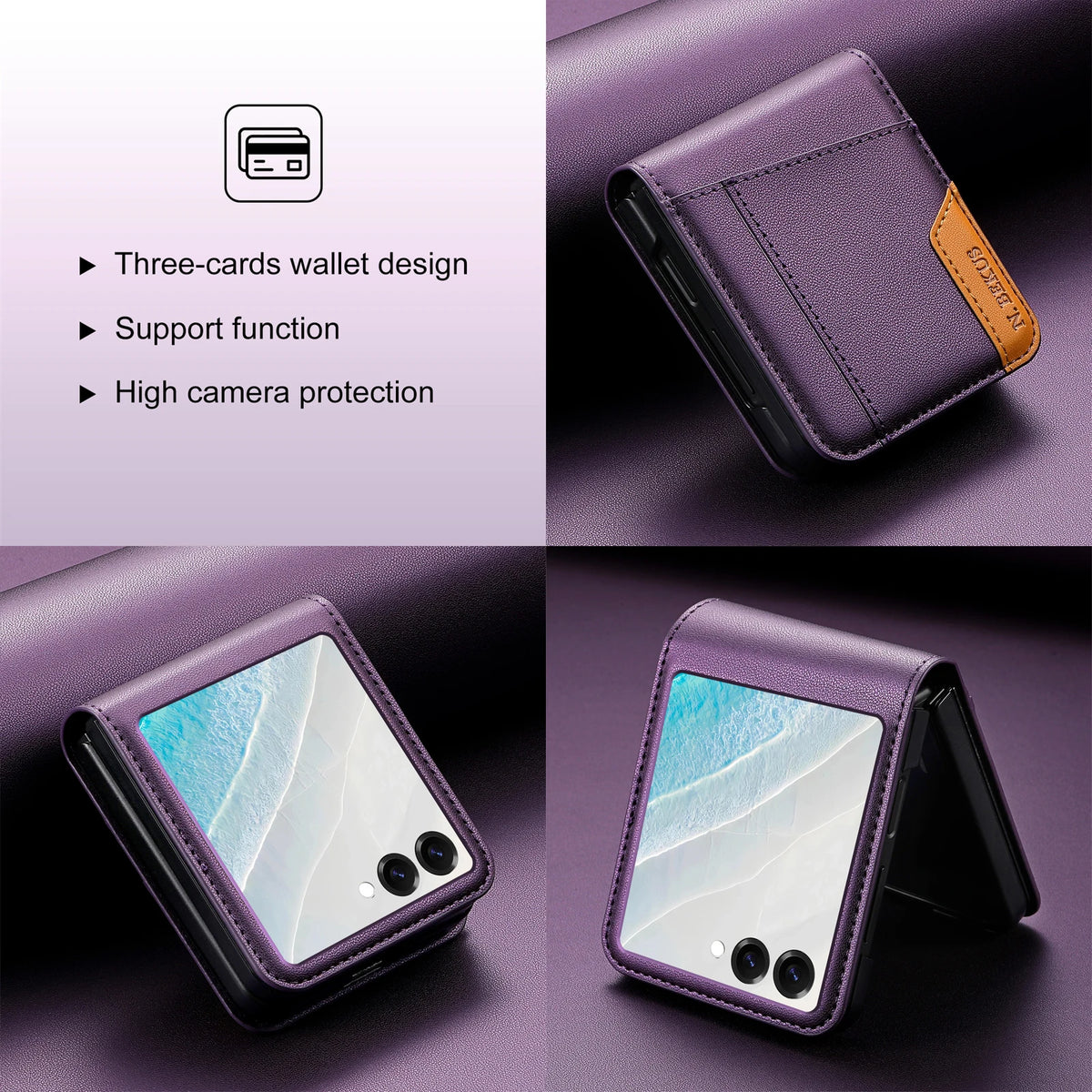 Flip Leather Phone Case For Samsung Galaxy Z Flip 8 7 FE 6 5 4 3 5G Flip7 Flip8 Wallet Card Holder Phone Bag Book Cover Etui