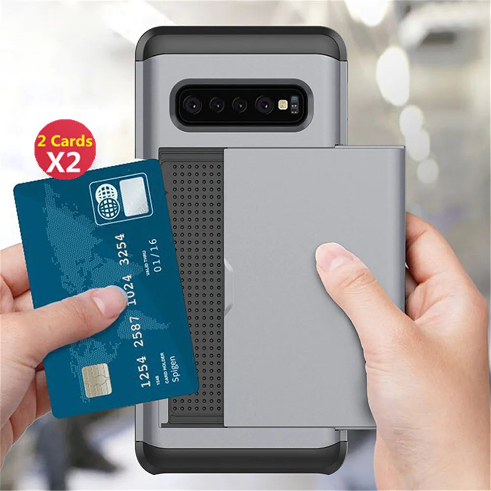For Samsung Galaxy S10 Plus S10E S10 5G S9 S8  Case Slide Armor Wallet Card Slots Holder Cover For Samsung Note 9 8