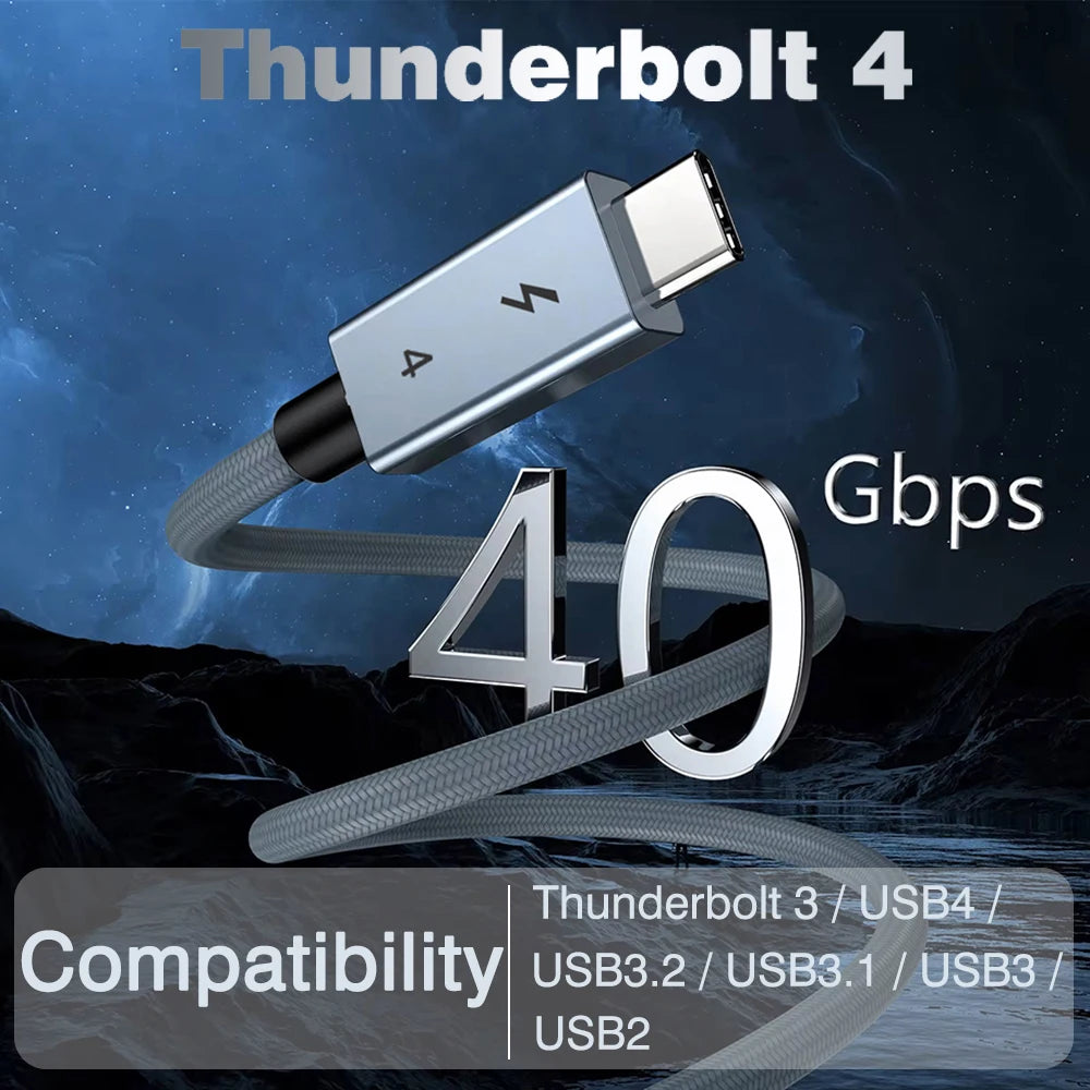 40Gbps Thunderbolt4 Type C 240W USB4 Fast Charging Cable 0.2m - 2m 3m Thunderbolt 3 USB C Data Transfer Cable 8K for MacBook Doc