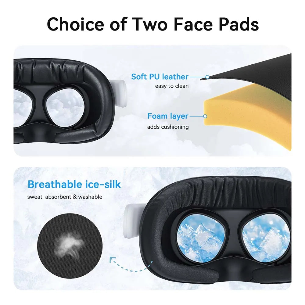 AMVR Comfortable Facial Interface for Quest 3S Face Cover Breathable Replacement Ice Silk Pad VR Glasses Accessories