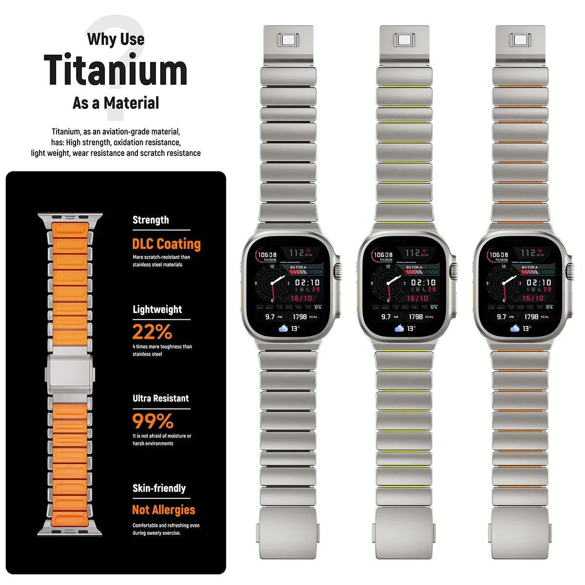 Titanium Silicone Magnetic Strap for Apple Watch Ultra 4/3/2 49mm Series 12/11/10 46mm Metal Band for Iwatch 9 8 7 45mm SE3 44mm
