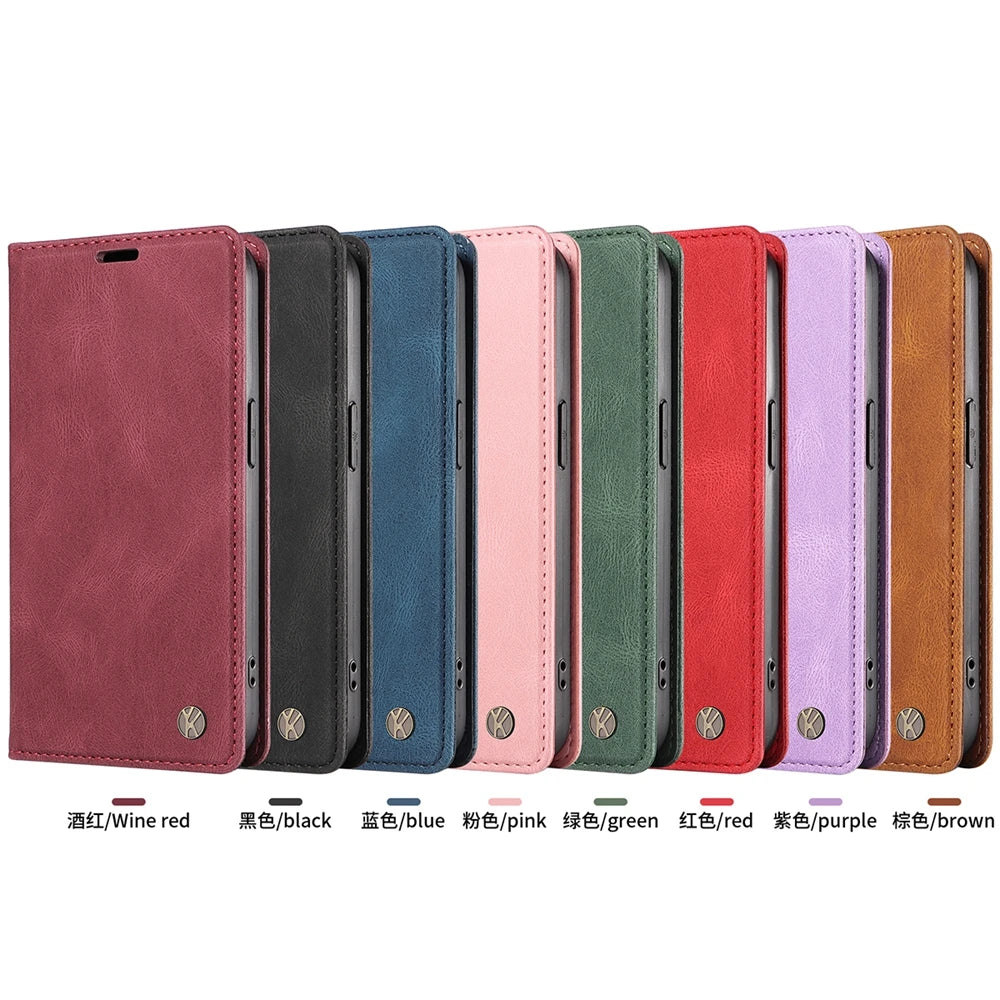 Magnetic Leather Flip Case For Apple Iphone 18 17 17E 17Air Pro Max Promax 18Promax 17Promax 18Pro 17Pro Wallet Card Slots Cover