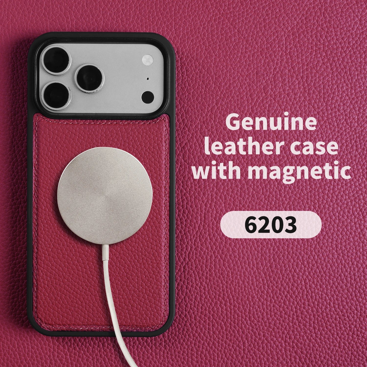 Magnetic Lychee Genuine Leather Case For iphone Air 17e 16e 11 12 13  14 15 16 17 Pro Max Phone Back Cover For Magsafe Case Capa