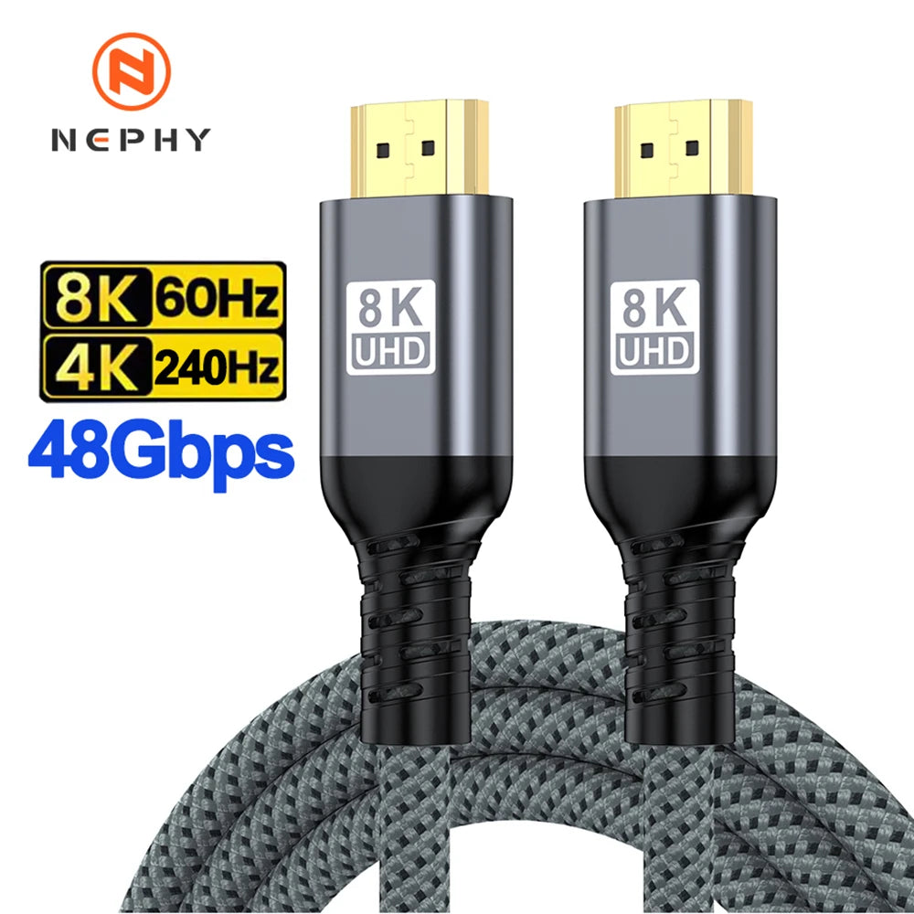 5m 7m 10m Long 8K HDMI 2.1 Cable 48Gbps Ultra High Speed Braided Cord 8K 60HZ 4K 240HZ For Roku TV PS5 Xbox 1 2 3 5 7 10 Meters