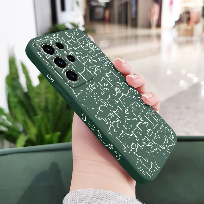 Line Cat Park Phone Case For Samsung Galaxy S25 S24 S23 S22 S21 S20 S10 S10E S9 Ultra Plus FE Note 20 Ultra 10 9 Plus Cover