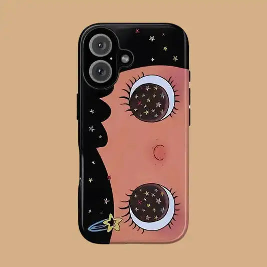 Clmj BIG EYES COMIC GIRL Phone Case for iPhone 17 16e 16 15 14 13 12 11 X XS XR XSMAX Air Pro Max Plus Luxury Double-layer Cover