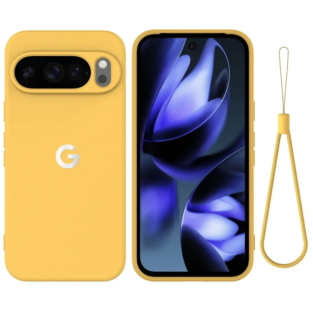 Fashion Liquid Silicone Case For Google Pixel 11 10 9 8 Pro XL 10a 9a 8a Shockproof Soft TPU Protection Cover With Lanyard Strap