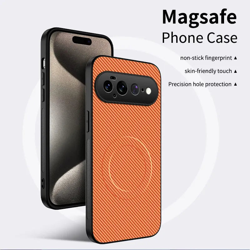Hard PC+Carbon Fiber Texture For Magsafe Magnetic Case for Google Pixel 11 Pro 9 8 7 6 5 4 3 10 Pro XL 10A 9A 8A 7A 6A 5A 4A 3A